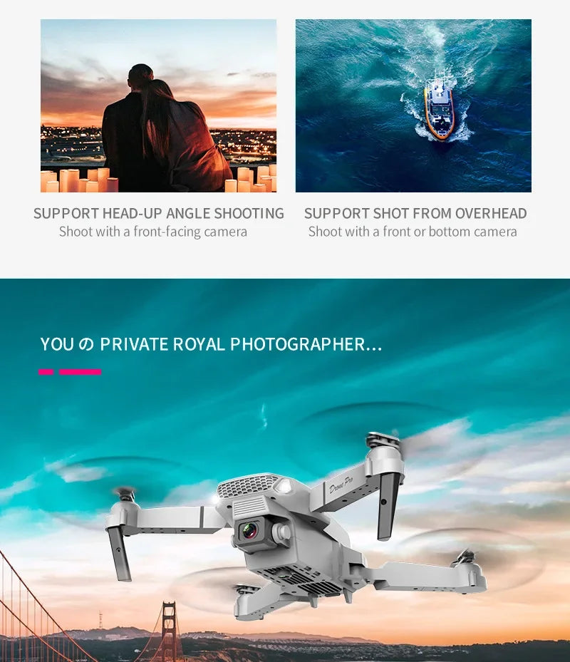 E88 Pro WiFi FPV Drone - Single/Dual 4K/1080P Camera, Grandangolare HD, Altitude Hold, pieghevole