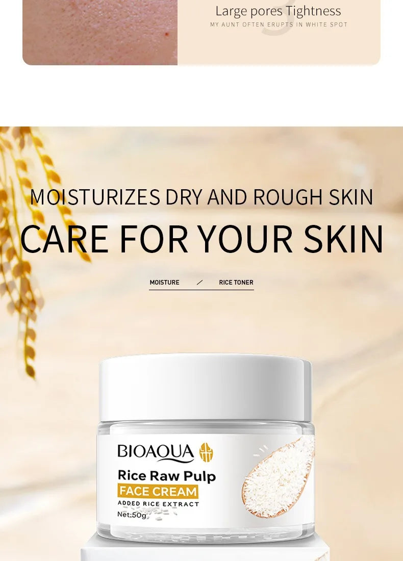 BIOAOUA Rice Puree Series Riduce le rughe, ammorbidisce la pelle, migliora la struttura della pelle, idrata, nutre la pelle e pulisce il viso