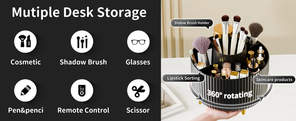 Organizzatore a 360 gradi per trucco 5 slot Pennelli per trucco
