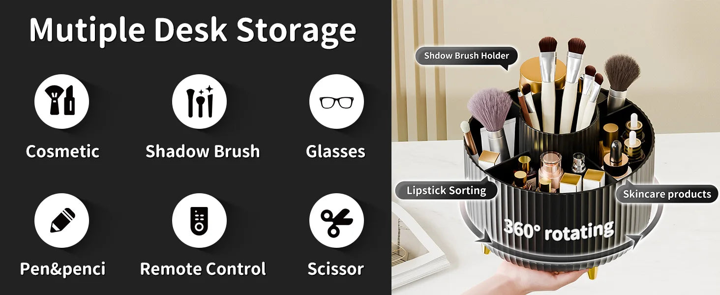 Organizzatore a 360 gradi per trucco 5 slot Pennelli per trucco