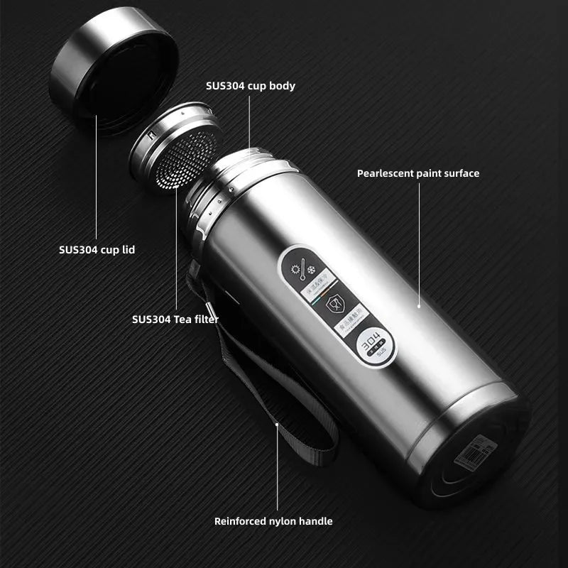 Bottiglia termica in acciaio inossidabile da 500ML-1 litro con display a temperatura a LED