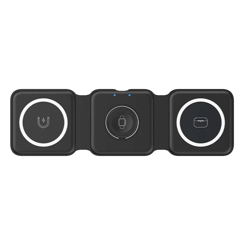 Stazione di ricarica magnetica da viaggio wireless charter portatile 3 in 1 completamente compatibile con il dock di ricarica compatto pieghevole MagSafe