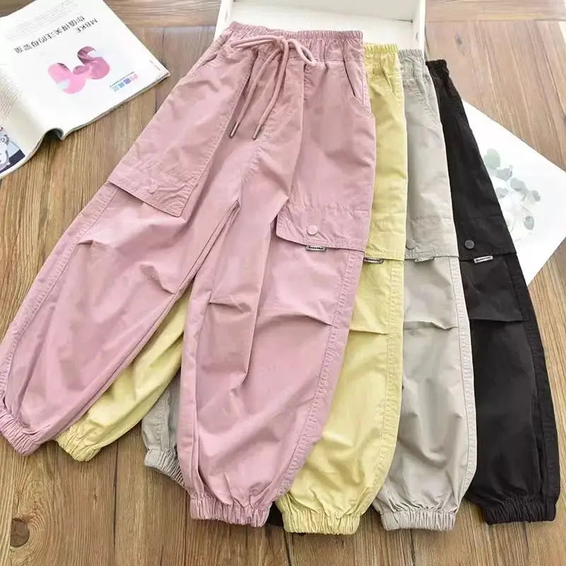 Vestiti primaverili alla moda per bambini Cargo Joggers Pantaloni elastici alla caviglia Pantaloni casual Leggero Traspirante