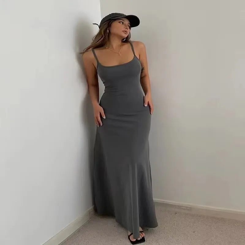 Abito Donna Lungo Senza Schiena Sottile Vita Sexy Dolce E Piccante