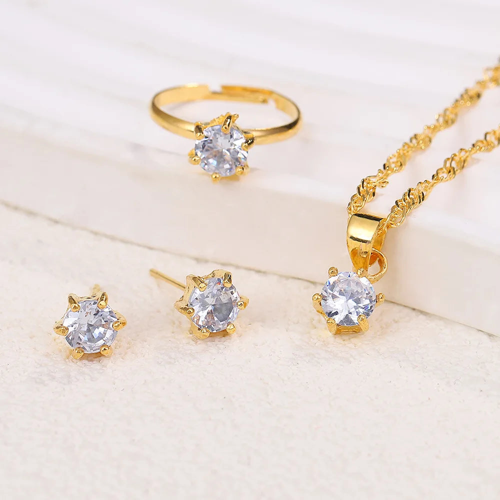 5 pezzi eleganti gioielli set anello collana braccialetto orecchini