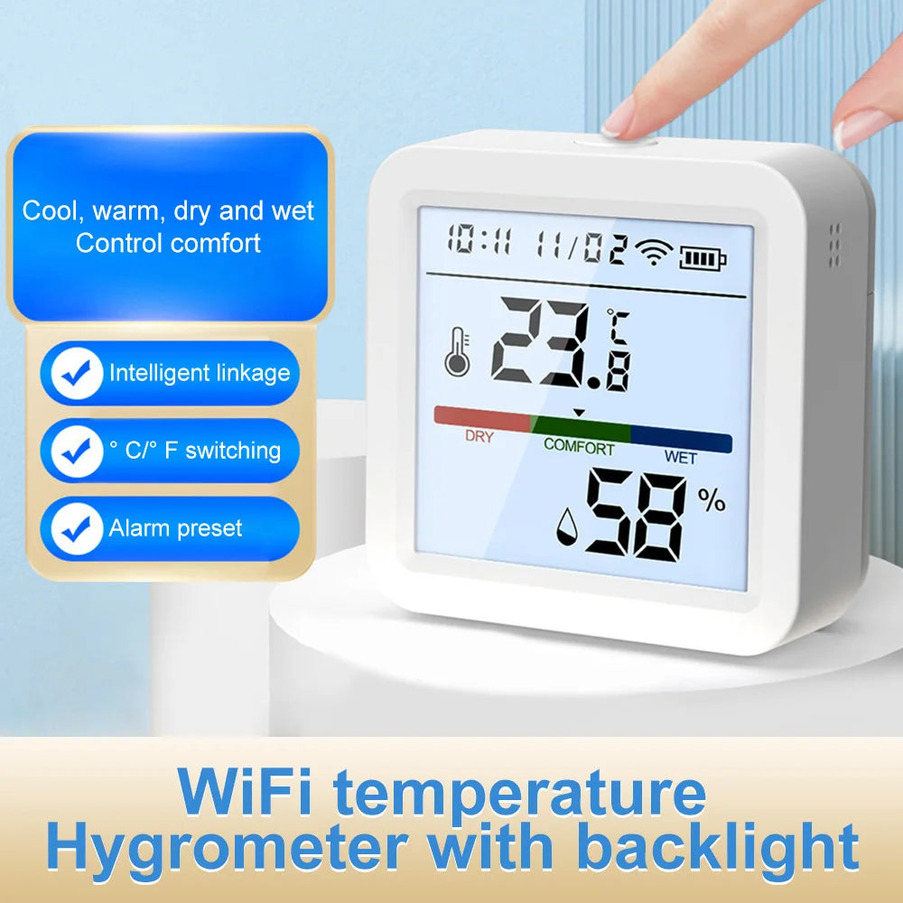 Tuya Smart WiFi Bluetooth Temperatura Umidità Sensore Wireless Home Retroilluminazione Termometro Igrometro APP Rilevatore di controllo remoto