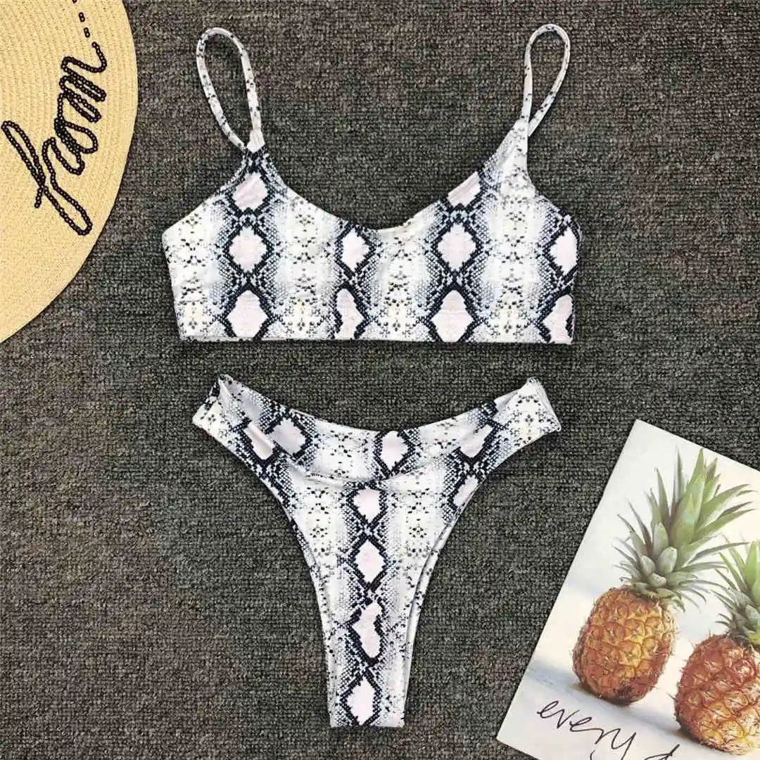 Set Costume leopardato da bagno brasiliana Donna