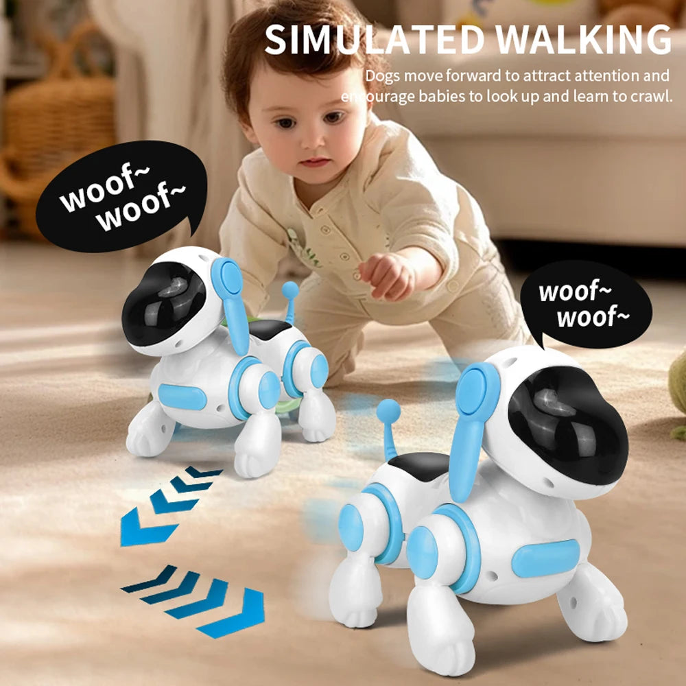 Intelligente Interattivo Robot Dog Simulato Camminata Luce Suono Musica Educativa per bambini Crawling, Canto e Interattivo 2026