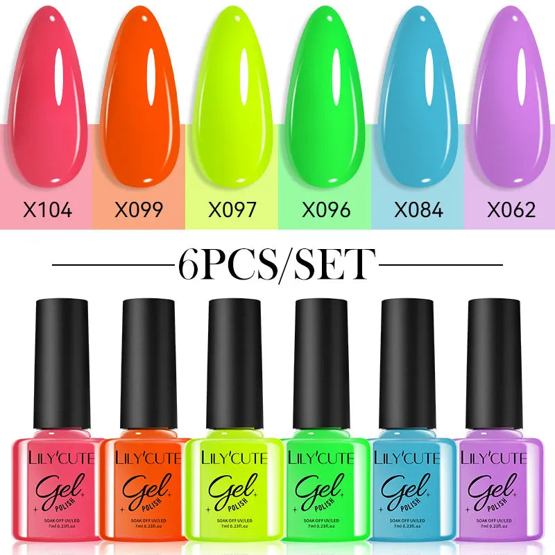 LILYCUTE 6Pcs/set 7ml Series Gel Smalto 125 Colori disponibili