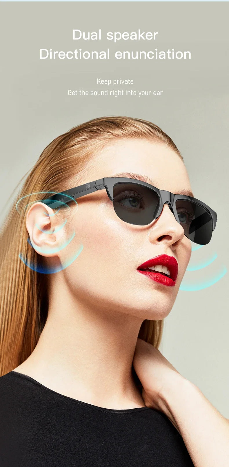 Nuovi occhiali da sole Smart Bluetooth V5.3 Occhiali da vista Cuffie sportive all’aperto HIFI Tecnologia  Anti-touch UV per uomini e donne