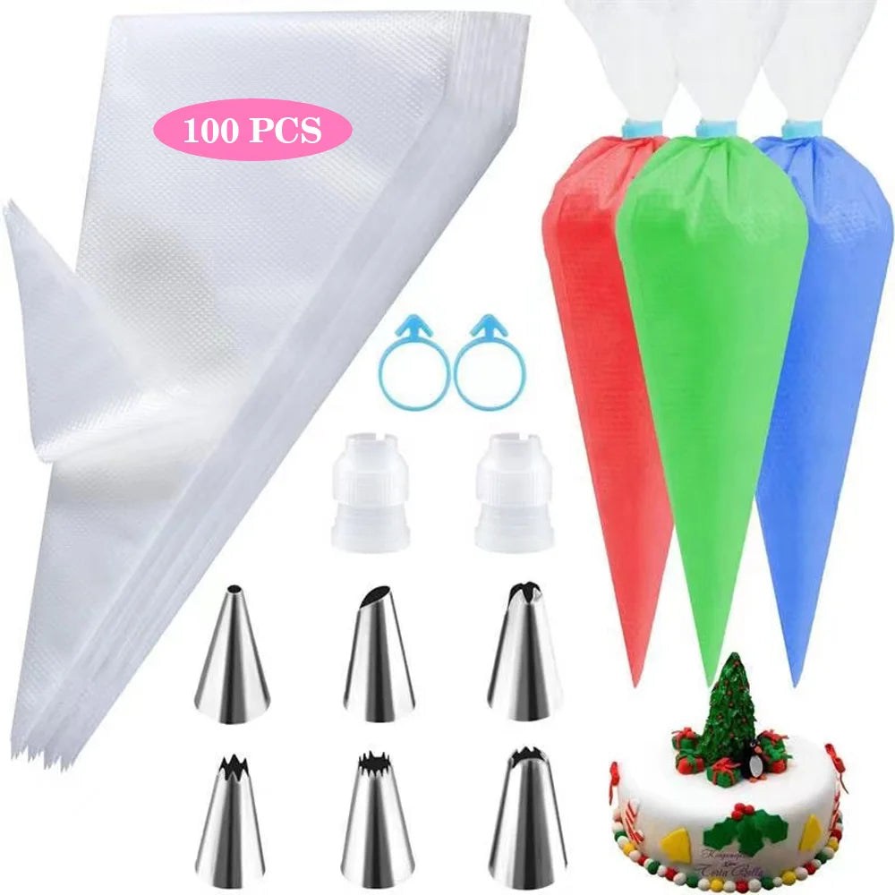 Sacchetti per tubazioni in silicone e punte Set Torta fai da te Kit di decorazione con ugello in acciaio inossidabile per pasticceria
