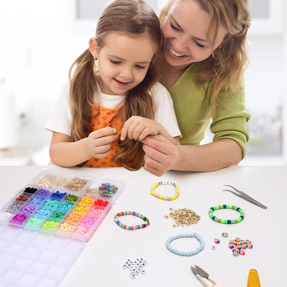 500 pezzi fai da te fatto a mano con perline per bambini creativo kit braccialetti collana gioielli