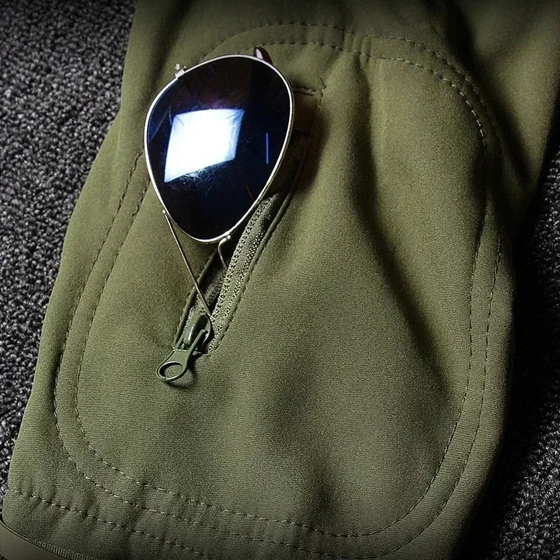 Giacca con cappuccio multi-tasche + Pantaloni in pile da Caccia Impermeabile