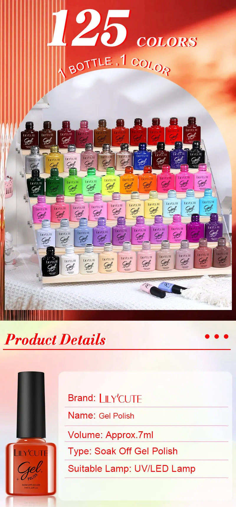 LILYCUTE 6Pcs/set 7ml Series Gel Smalto 125 Colori disponibili