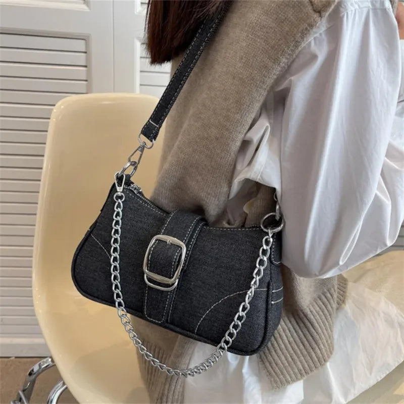 Borsa a tracolla in denim casual da donna