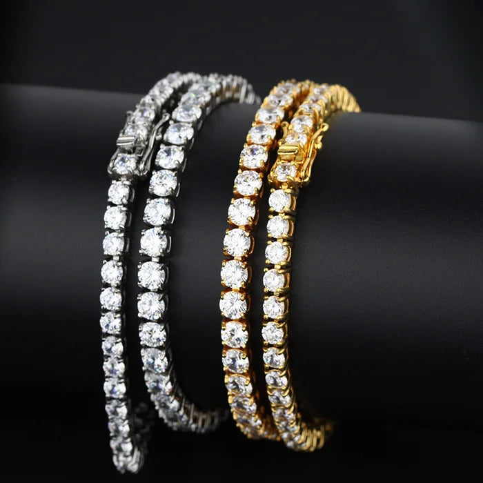 Real 100% Silver 925 2-3mm Tennis Braccialetto Unisex in due modelli Con Moissanite o in Zirconi