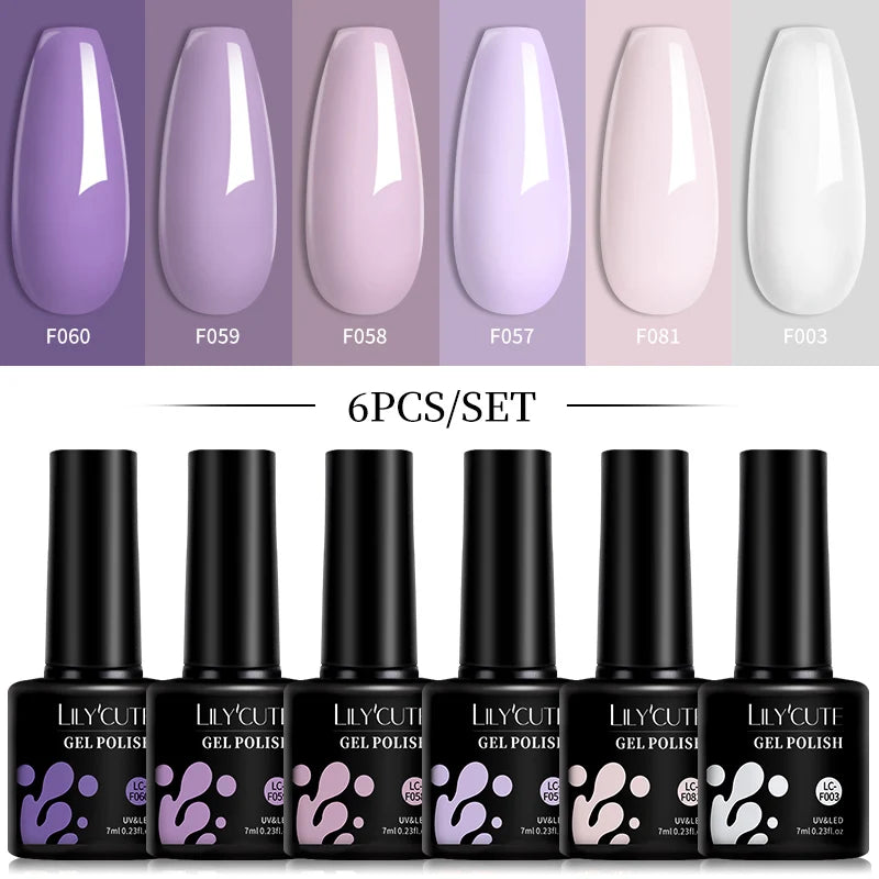 LILYCUTE 6 pezzi/set 7ML Gel Smalto per unghie semitrasparente 30 varianti di colore