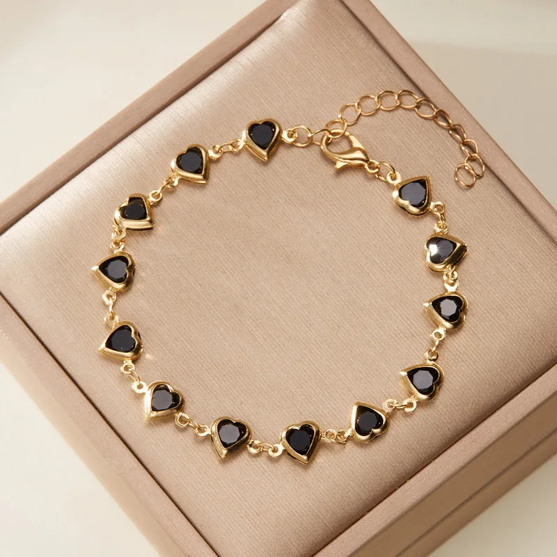 Eleganti braccialetti a catena in metallo con zircone in cristallo per donne