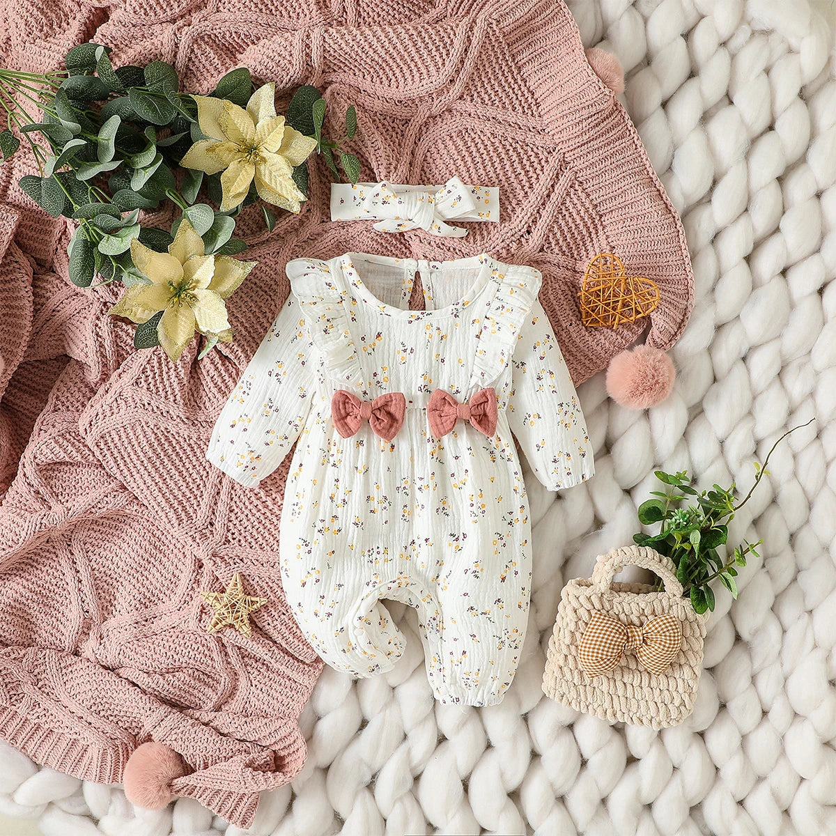 Baby Girls Summer Long Sleeve Completo neonati 0-1Y