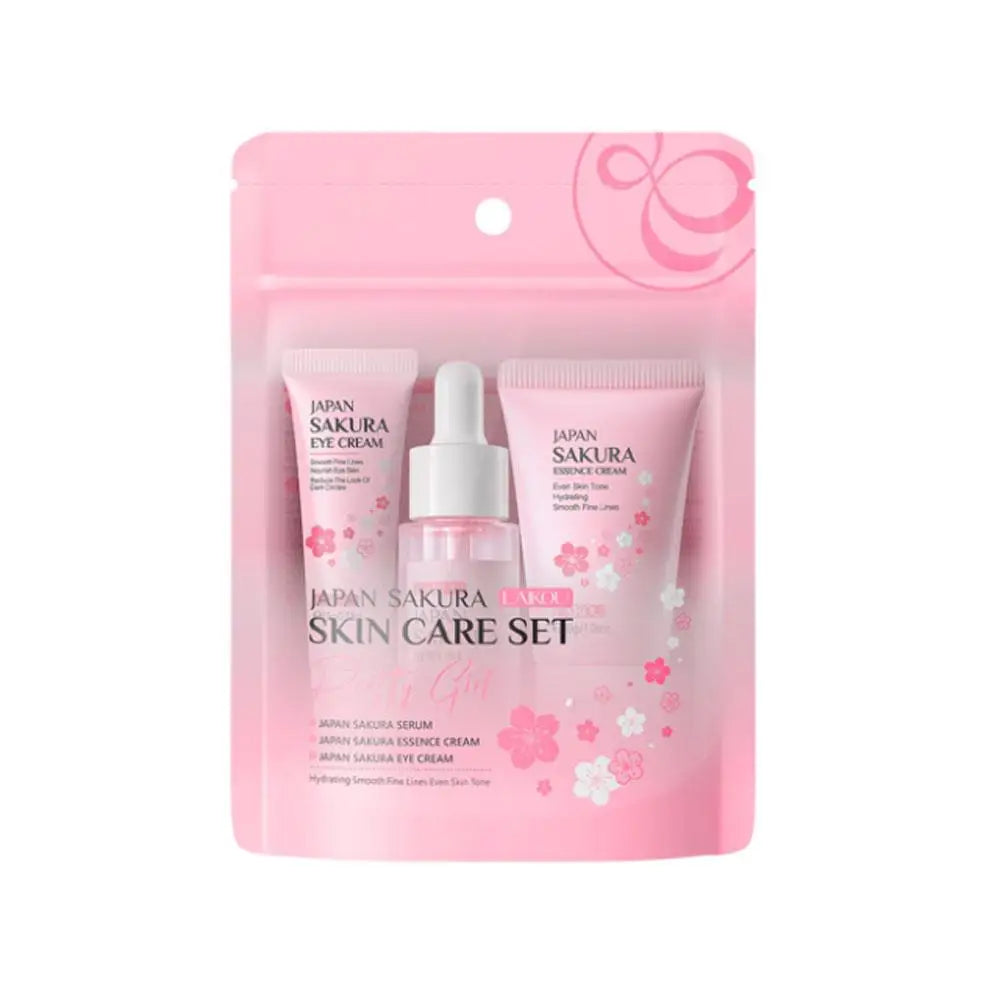 Set 3/5 Sakura Skin Care Crema Viso, Siero Toner, Detergente Viso, Protezione Solare, Crema Occhi, Confezione Regalo