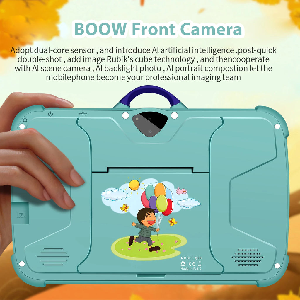 Tablet PC per bambini da 7 pollici con Android 13 Quad Core 4GB RAM 64GB ROM Apprendimento educativo Preferito dai bambini Design semplice economico