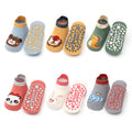 6 paia di calzini di cotone antiscivolo per bambini Cartoon Animal Pattern