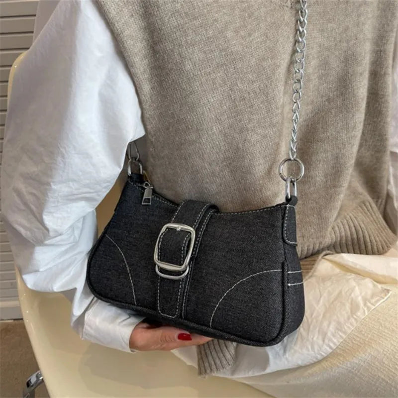 Borsa a tracolla in denim casual da donna