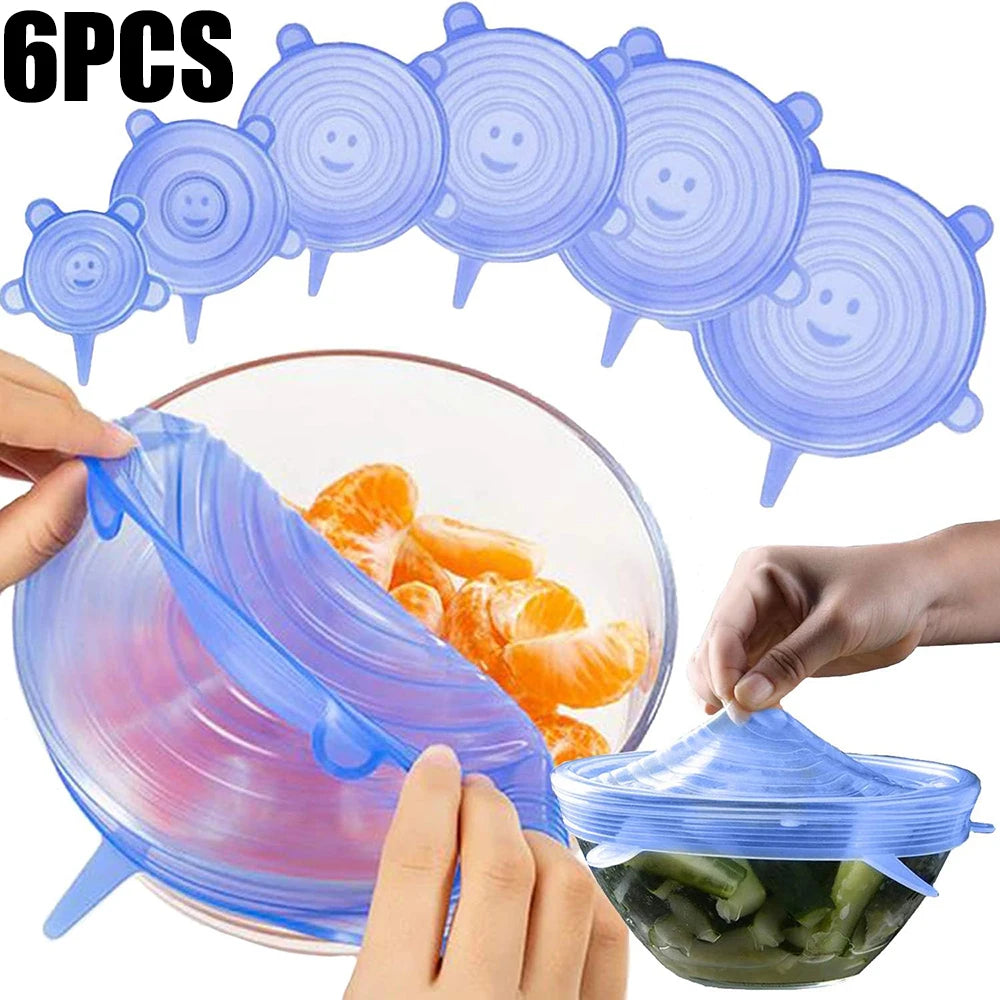 6Pcs Copertura di conservazione in silicone per uso alimentare riutilizzabile universale Articoli da Cucina