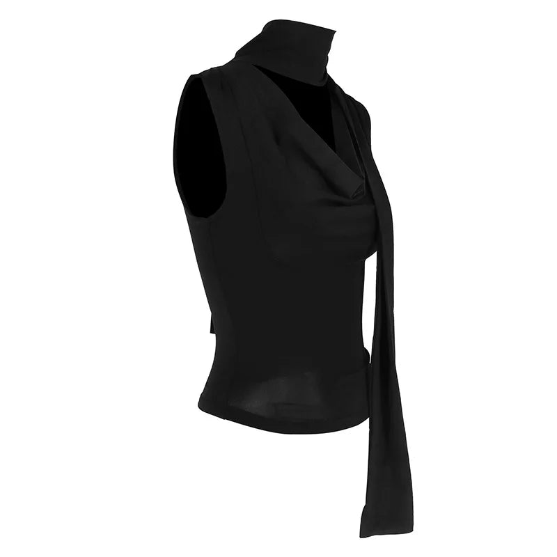Gilet da donna estate senza maniche petto basso Top