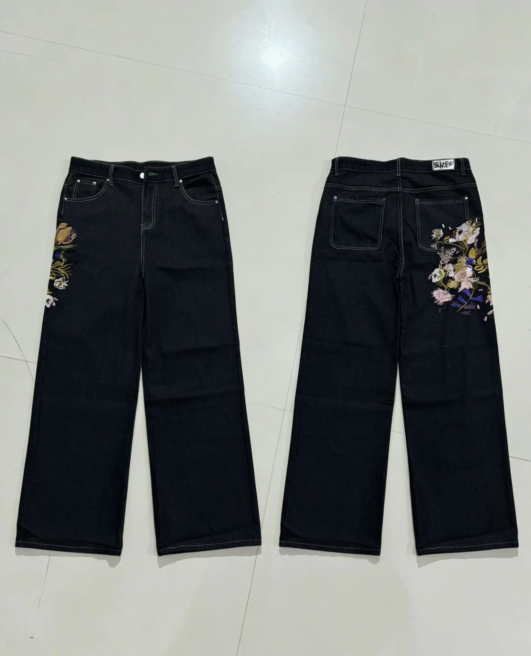 Jeans oversize Unisex a vita alta stampati Y2K Abbigliamento retrò americano Gothic Punk