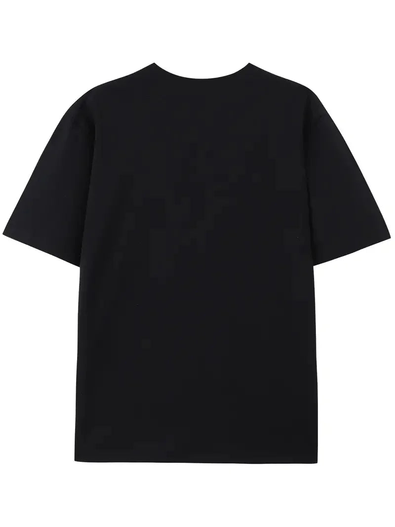 T-shirt casual da uomo con motivo Streetwear in puro cotone