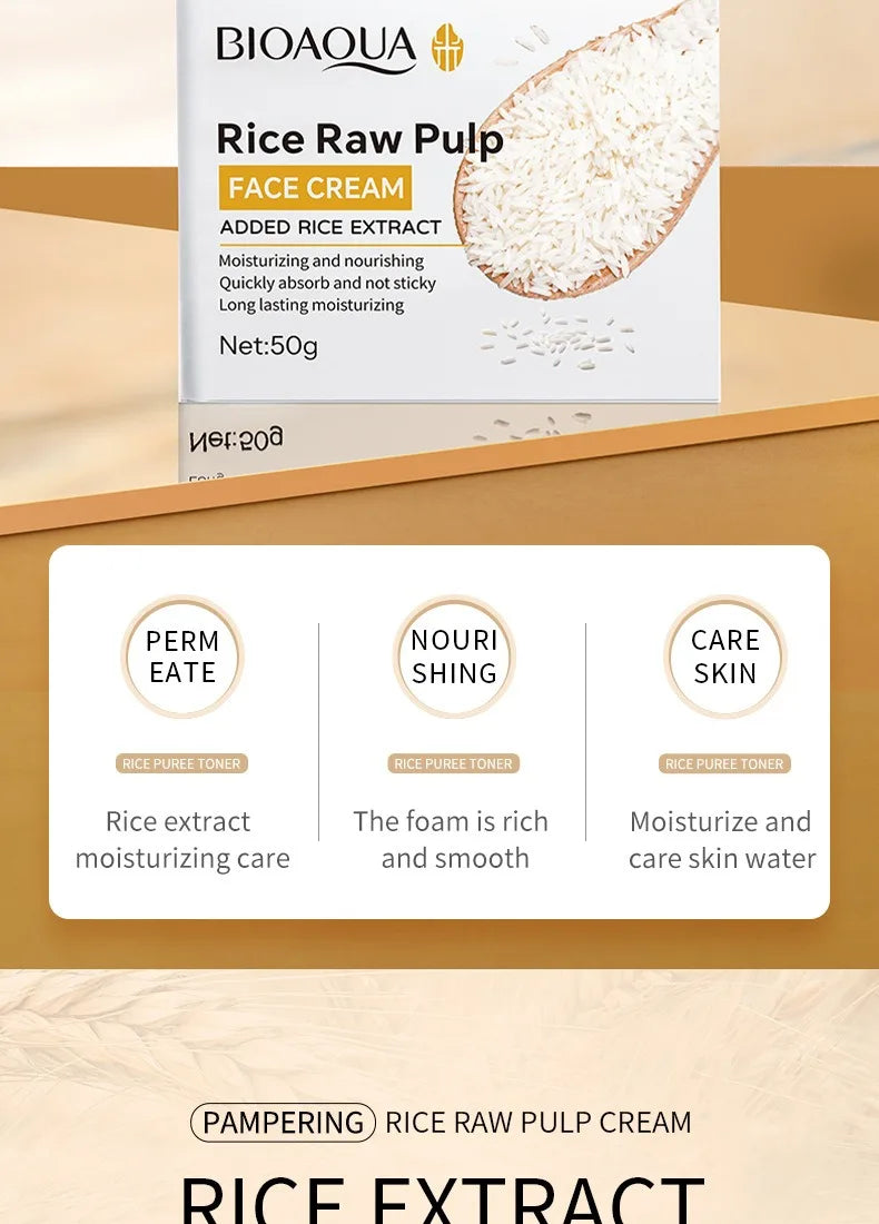 BIOAOUA Rice Puree Series Riduce le rughe, ammorbidisce la pelle, migliora la struttura della pelle, idrata, nutre la pelle e pulisce il viso