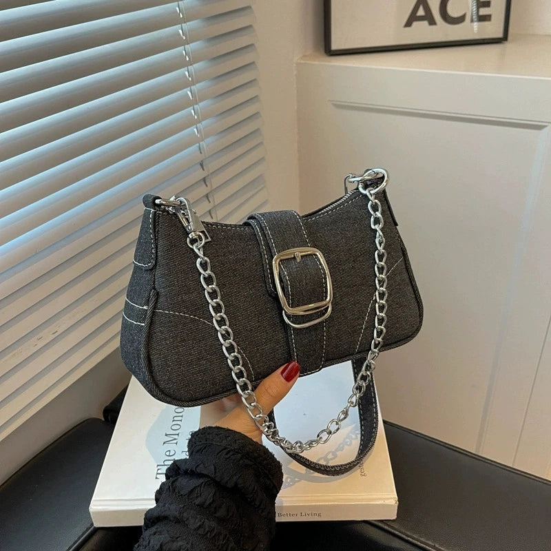 Borsa a tracolla in denim casual da donna