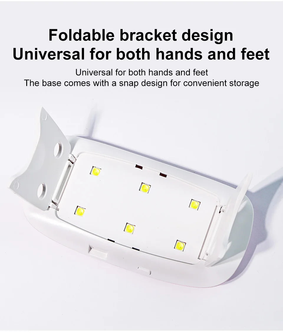 6W Mini asciuga unghie macchina portatile 6 LED UV manicure lampada uso domestico lampada con cavo USB