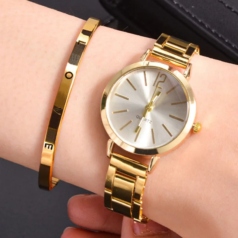 2 pezzi Set orologio e bracciale da donna