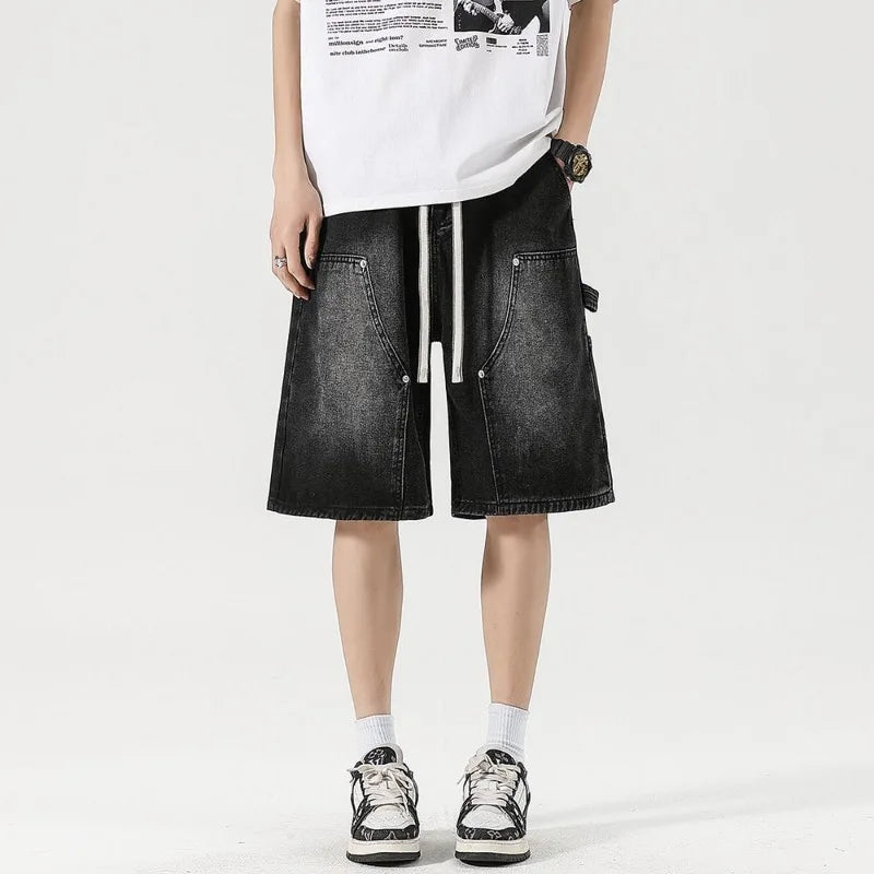 Pantaloncini di jeans da uomo larghi estivi Vintage Hip-hop Cargo Y2K