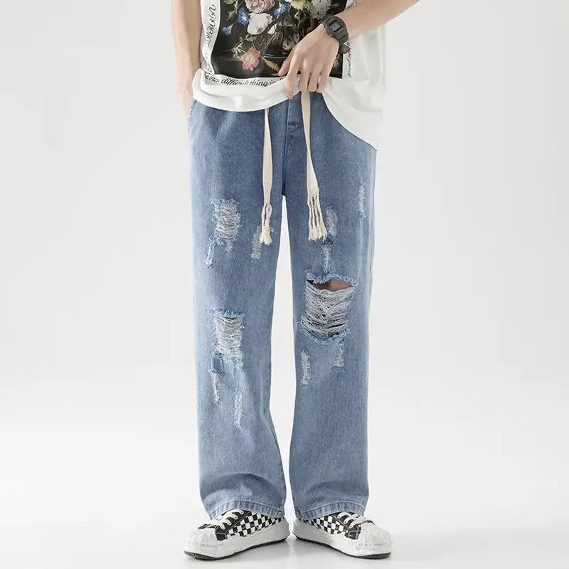 Jeans Stile Americano High Street  Casual Elastico in Vita