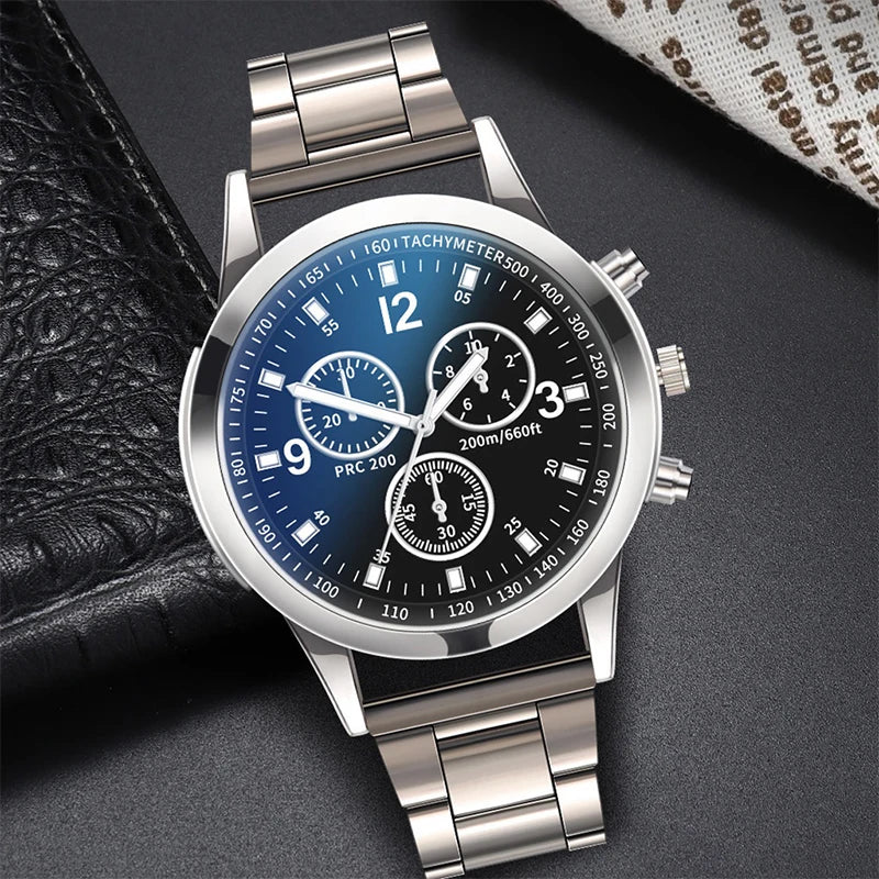 Orologi da uomo  al quarzo con cinturino in acciaio set completo (scatola non inclusa)