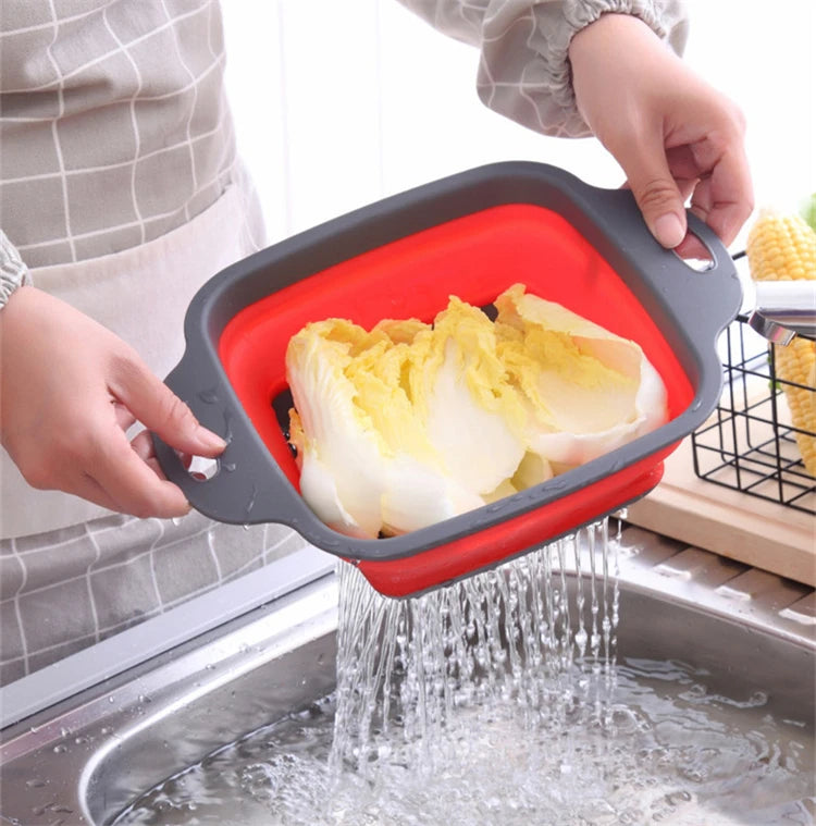 Scolapasta Quadrato Pieghevole in Silicone Cucina