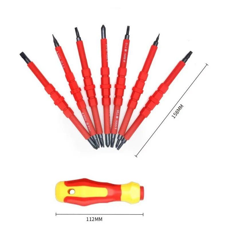 Kit di strumenti per la riparazione 15 pezzi 1000V Set di cacciaviti isolati intercambiabili con punte Pozidriv Torx Phillips con slot magnetico