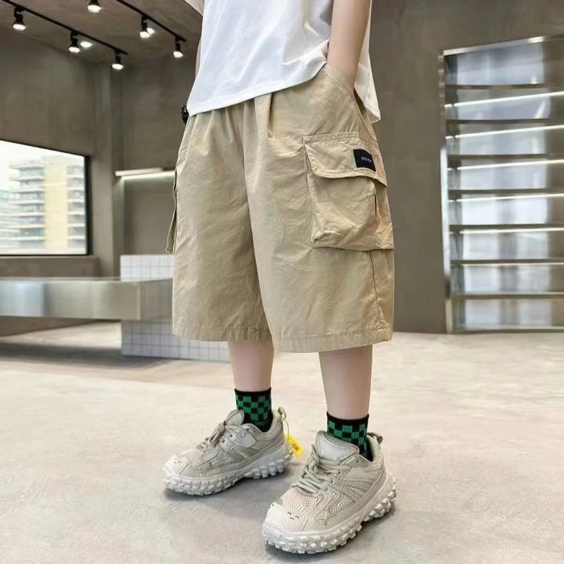 3-14 anni moda estate ragazzi pantaloncini cotone grande tasca