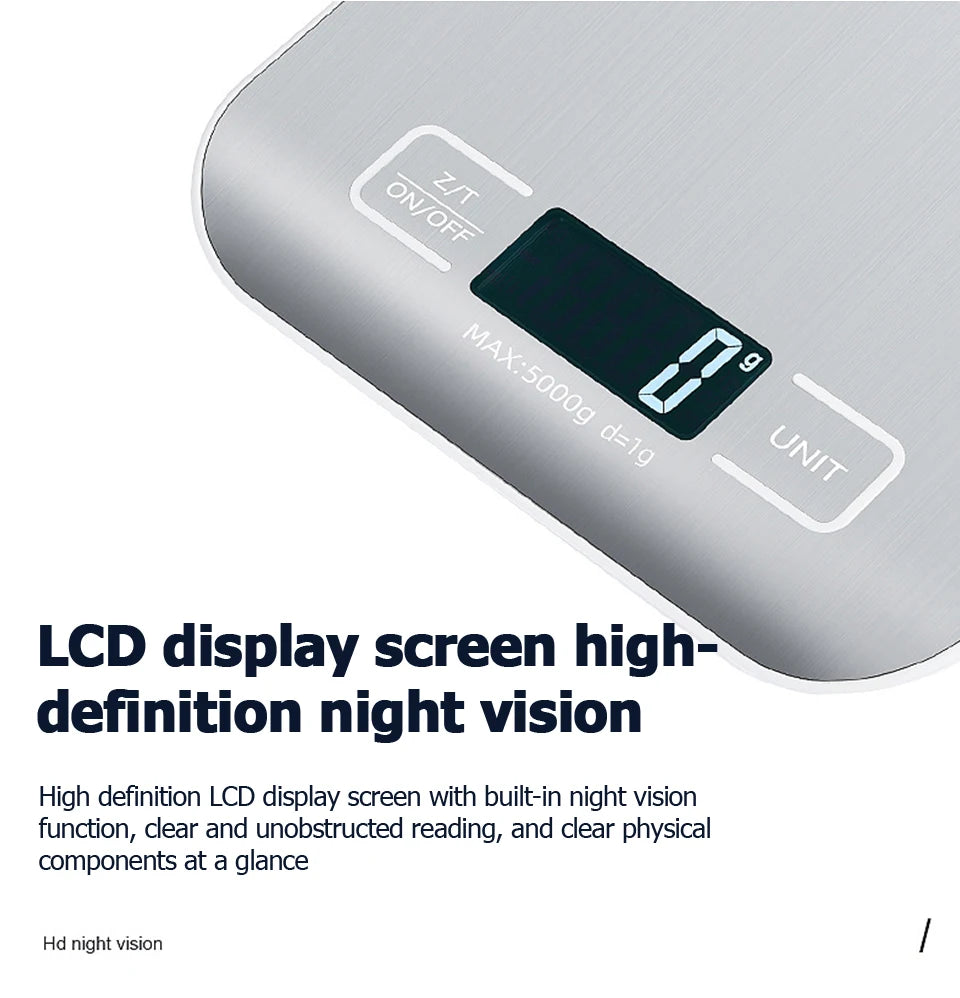 5kg/10kg Bilancia da cucina digitale Display LCD Bilance elettroniche in acciaio inossidabile