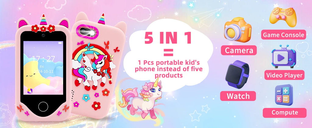 SmartPhone Fotocamera + Giochi Touch Screen+Lettore MP3 per bambini