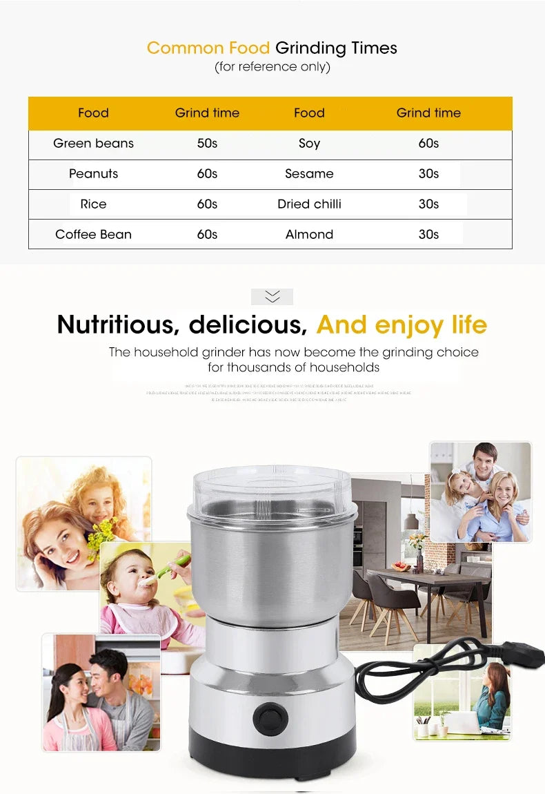 Mini smerigliatrice elettrica 300ml polverizzatrice ultrafine per alimenti per bambini Pepe spezie caffè mulino per cereali con 2/4 lame per uso domestico