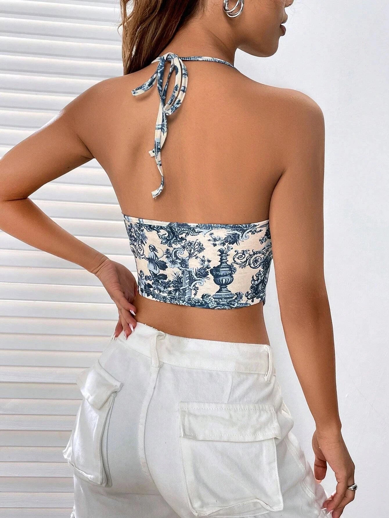 Canotta estiva da donna Crop Top senza maniche Slim Sling T-shirt