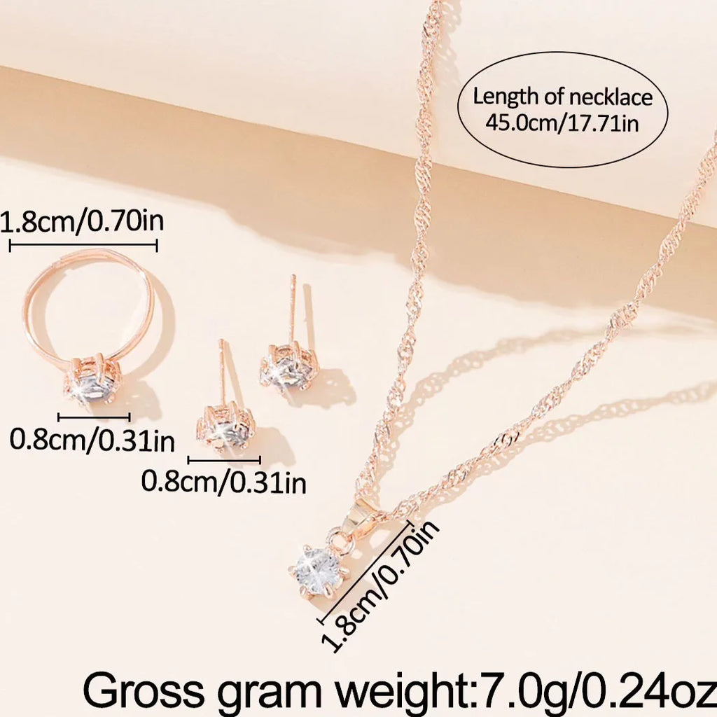 5 pezzi eleganti gioielli set anello collana braccialetto orecchini