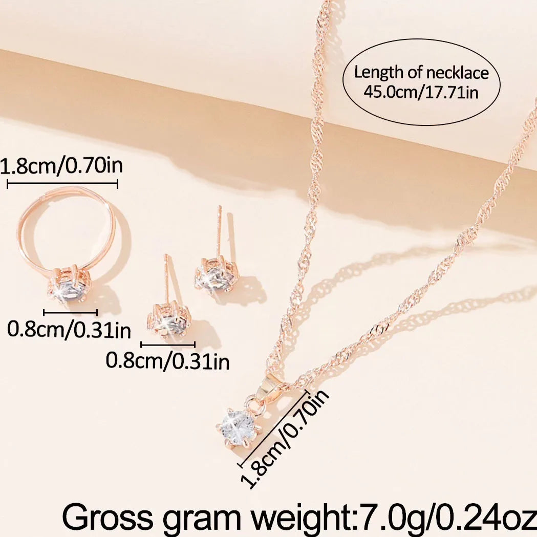 5 pezzi eleganti gioielli set anello collana braccialetto orecchini