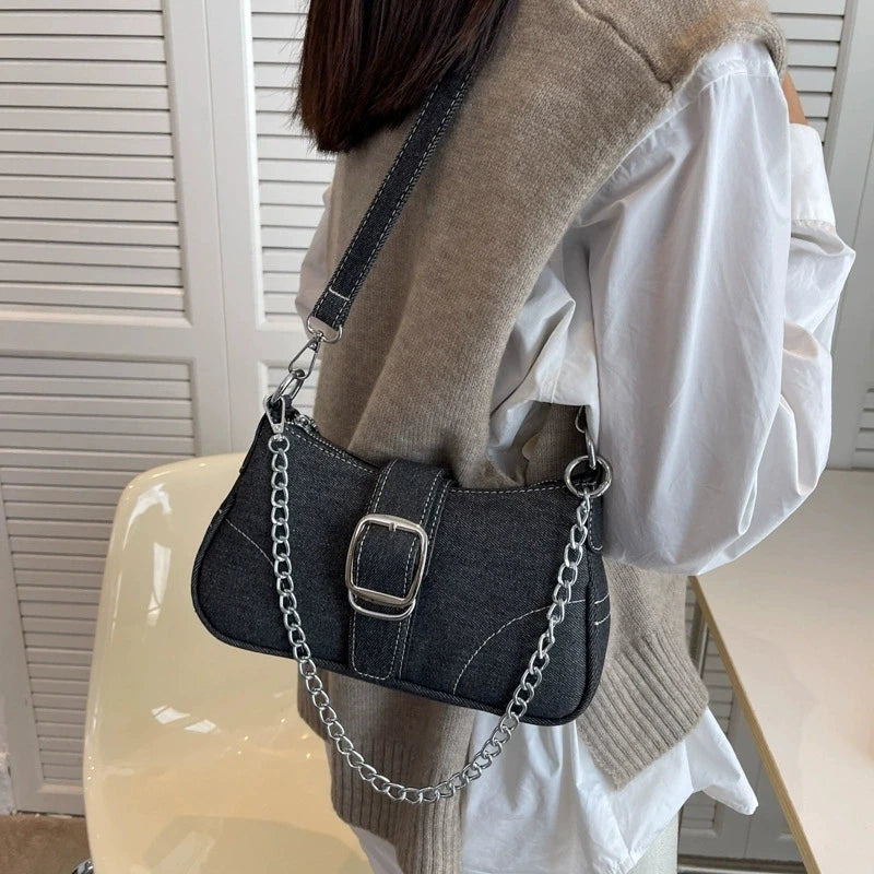 Borsa a tracolla in denim casual da donna