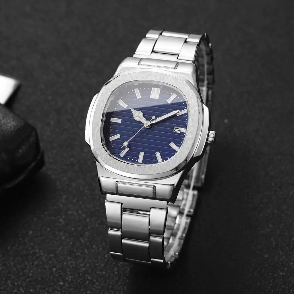 Orologi da uomo di lusso Moda Quadrante quadrato Cinturino in acciaio inossidabile Orologio al quarzo senza scatola