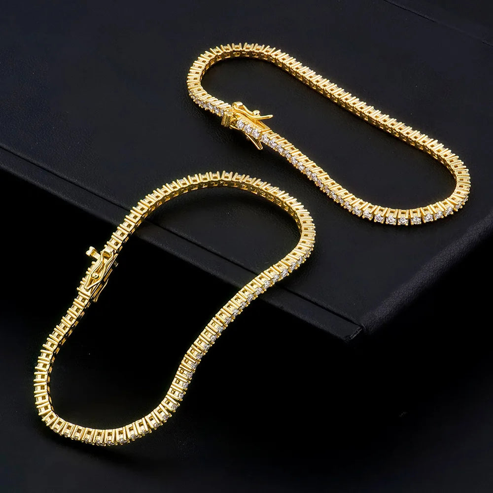 Real 100% Silver 925 2-3mm Tennis Braccialetto Unisex in due modelli Con Moissanite o in Zirconi